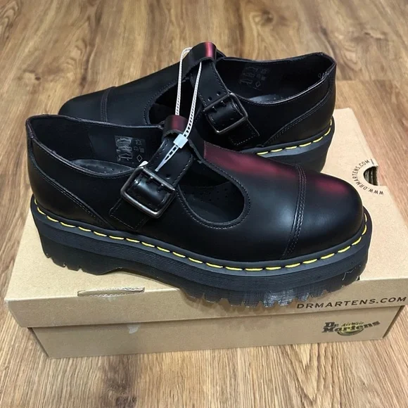 DR MARTENS Bethan black leather platform oxfords shoes women’s 7 new - Picture 8 of 8